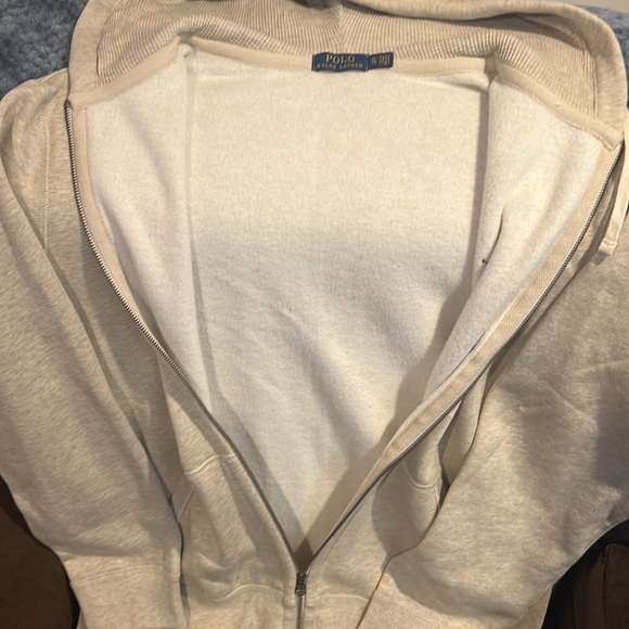 Polo by Ralph Lauren Men's Cream Full Zip Thick Lined Hoodie - Picture 6 of 9